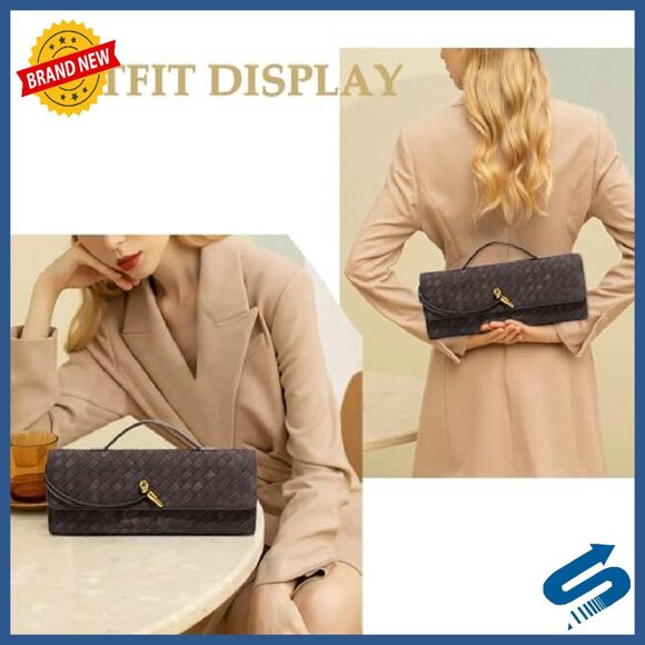 Suede Woven Clutch Crossbody Bag with Removable Strap Evening Purse
